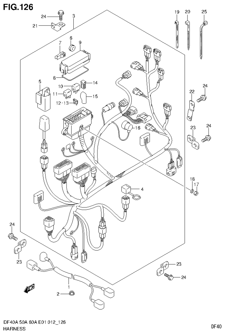 Suzuki DF40AST, DF50A, DF50ATH HARNESS (DF50A E1) parts diagram